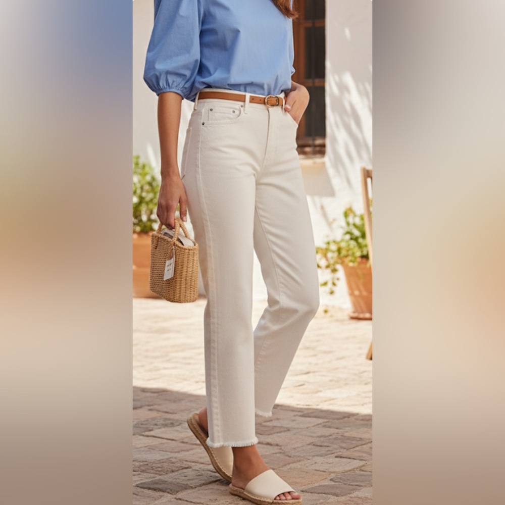 SABLYN $325 Sammy straight High-Rise Straight Leg Jeans Denim Raw Hem - Size 29